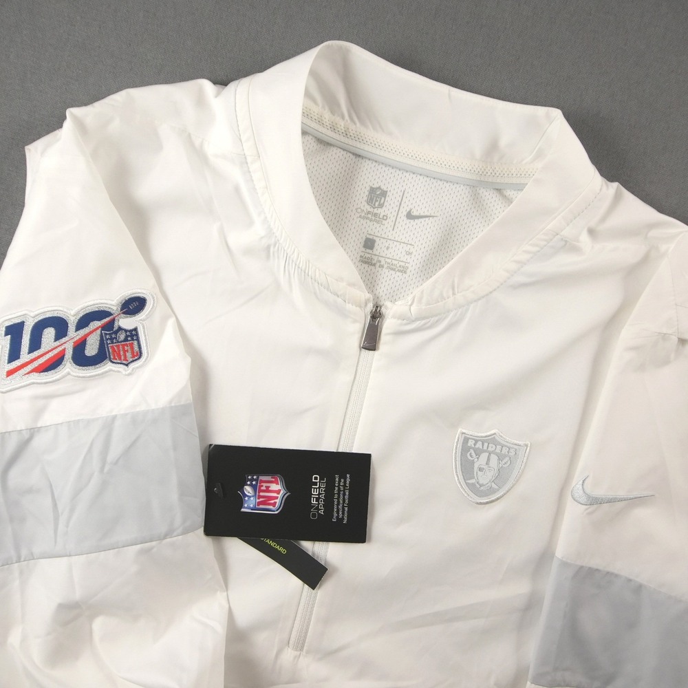 Raiders Nike OnField Windbreaker Mens S Las Vegas NFL 100 1/4 Zip Jacket